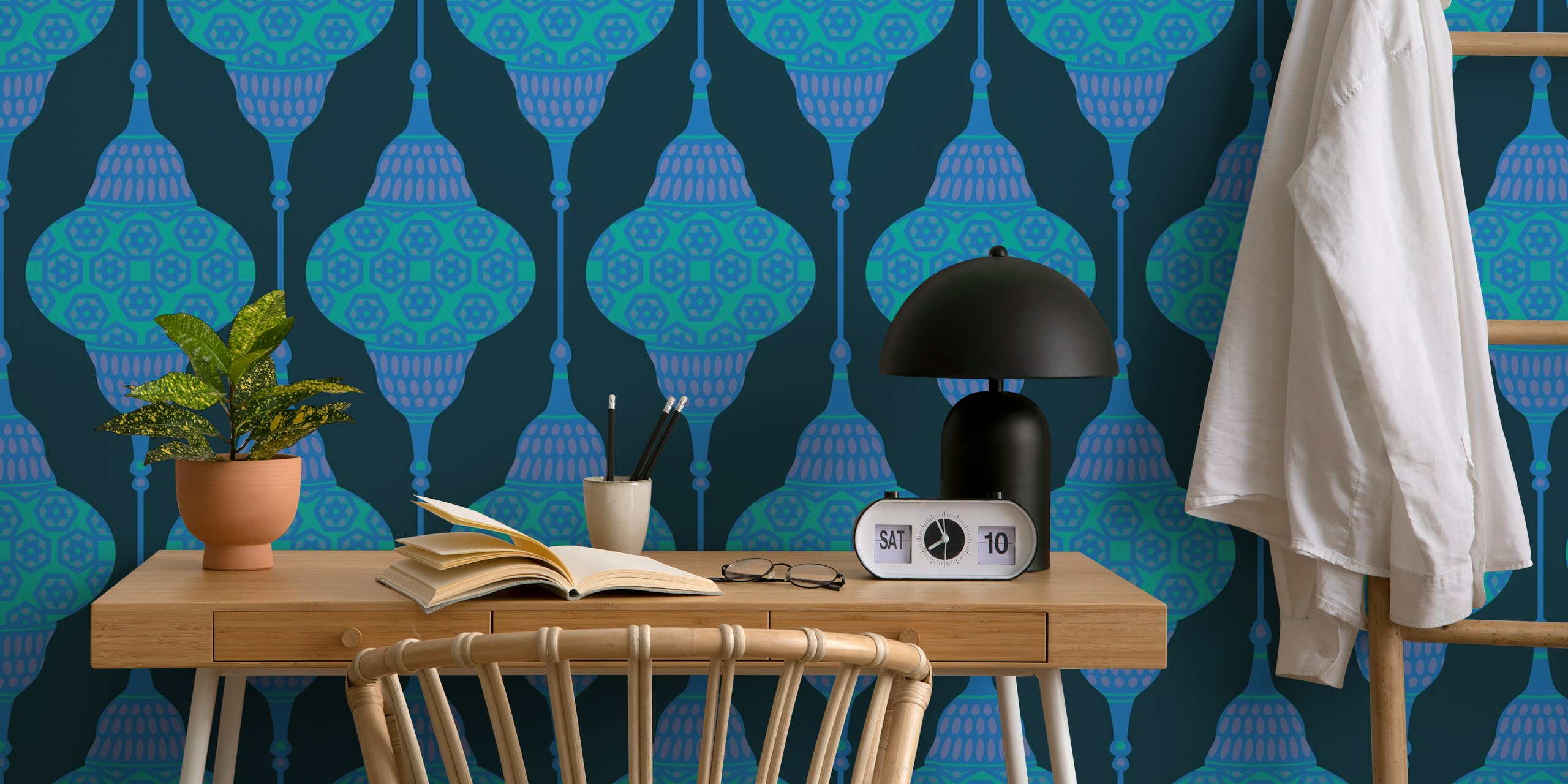 Retro Exotic Lanterns Royal Blue