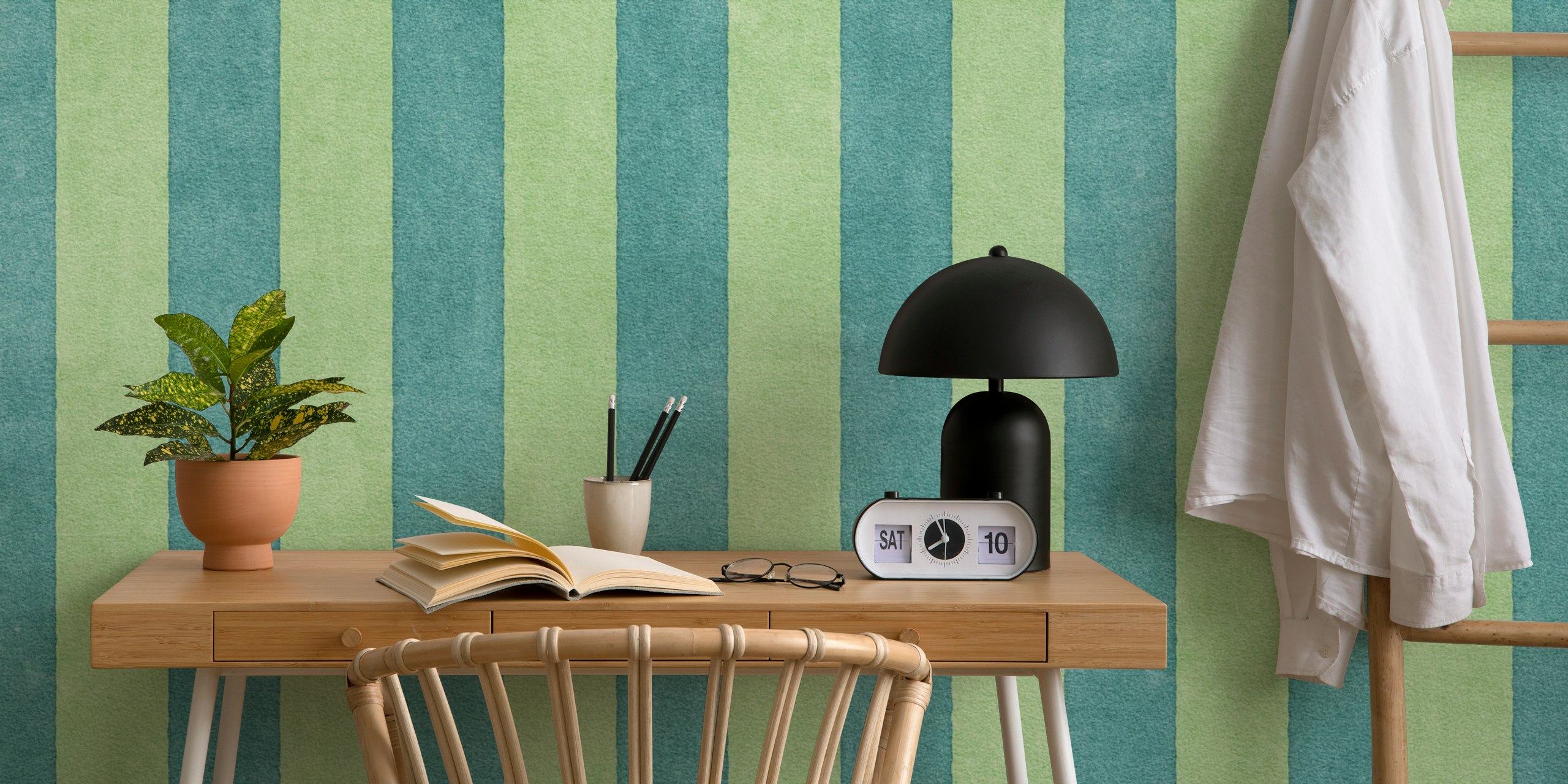 Rayures vertes et teal verticales wallpaper