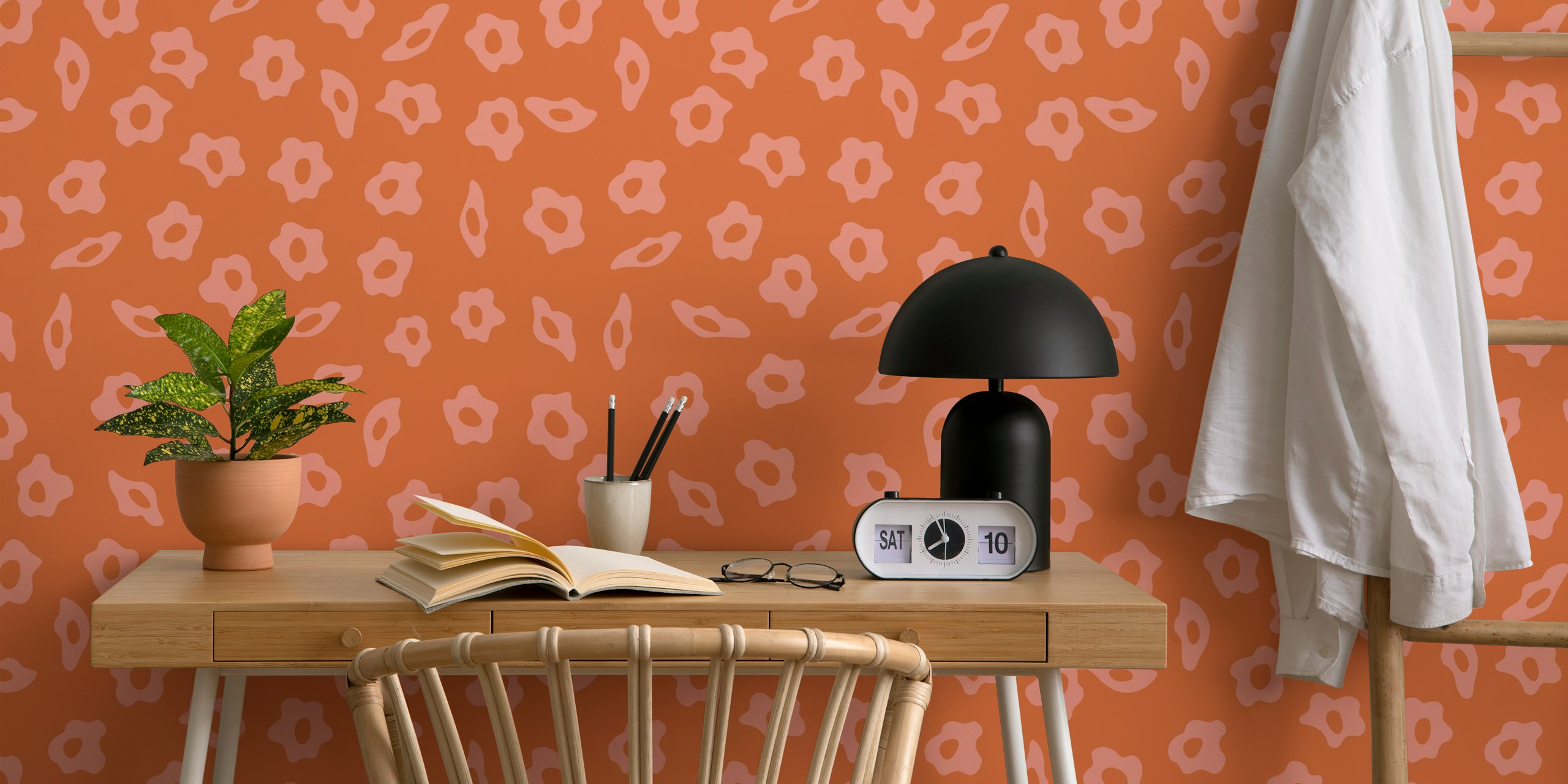 Cottage Blooms Simple Retro Floral - Orange Blomsterdesign I Et Rom