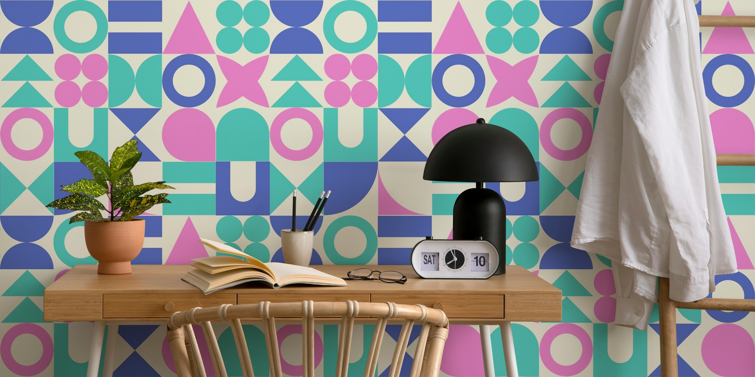 Pop Art Mid Century Retro Geometric Shapes dans une pièce