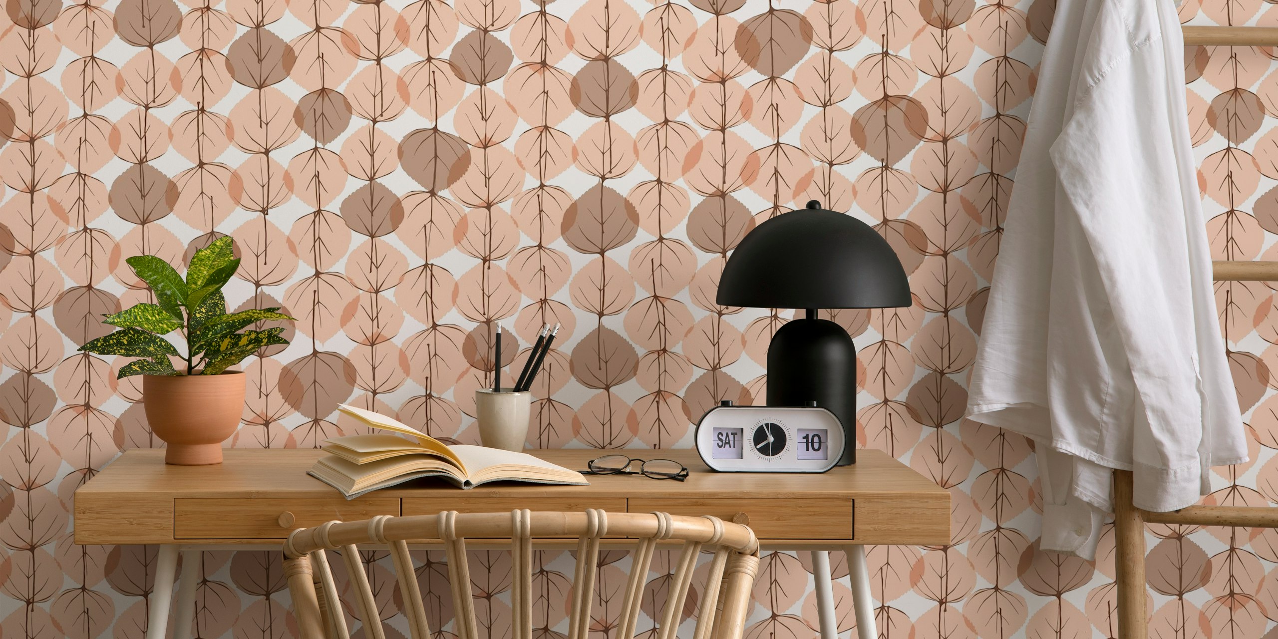 Cottonwood Leaves wallpaper w pokoju