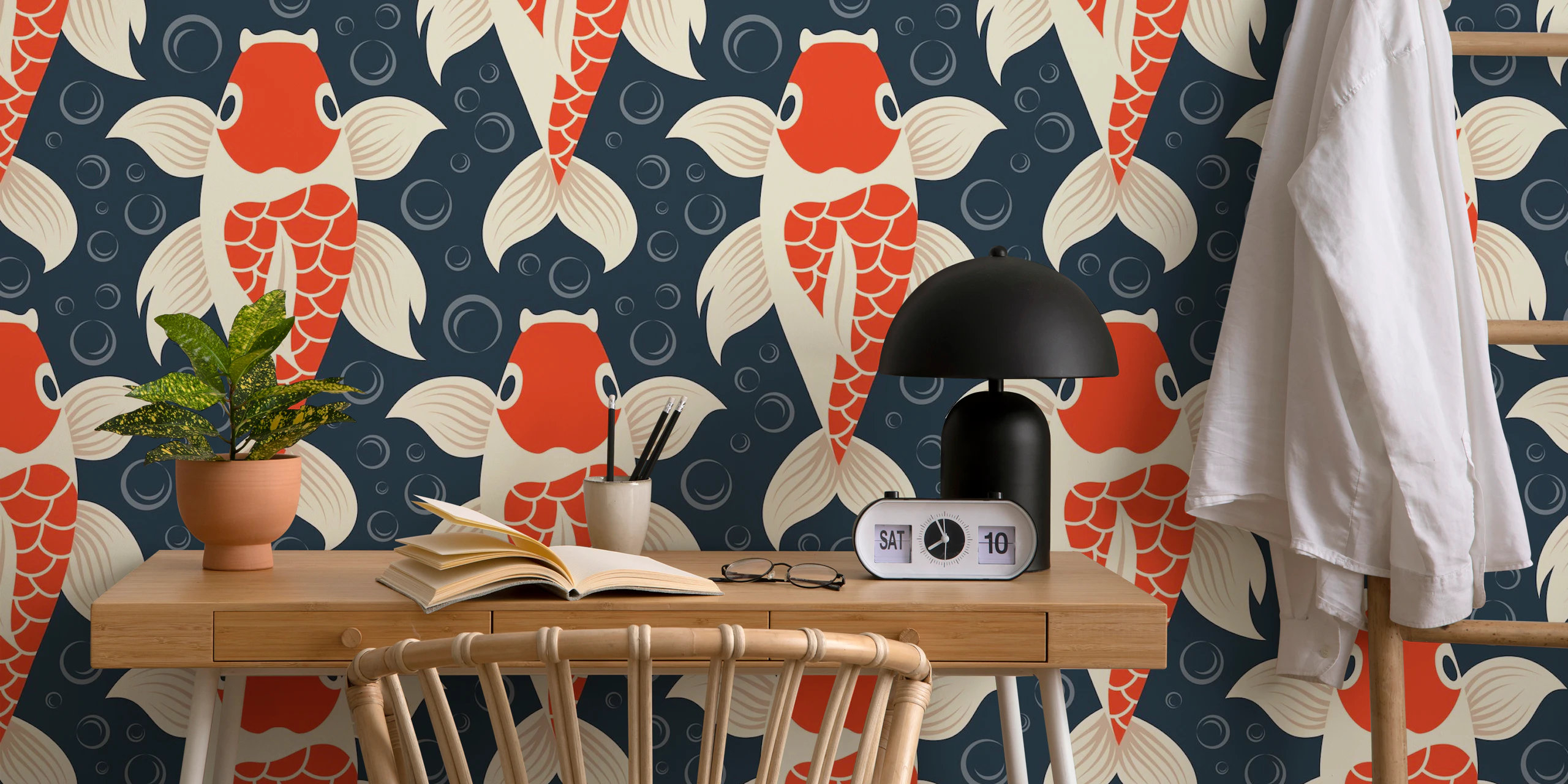 Koi Fish Pattern Wallpaper | happywall.com