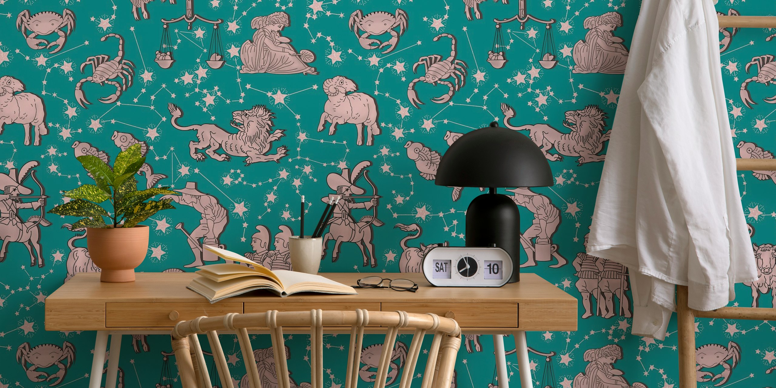 Zodiac Signs und Constellations Tapete in einem Raum
