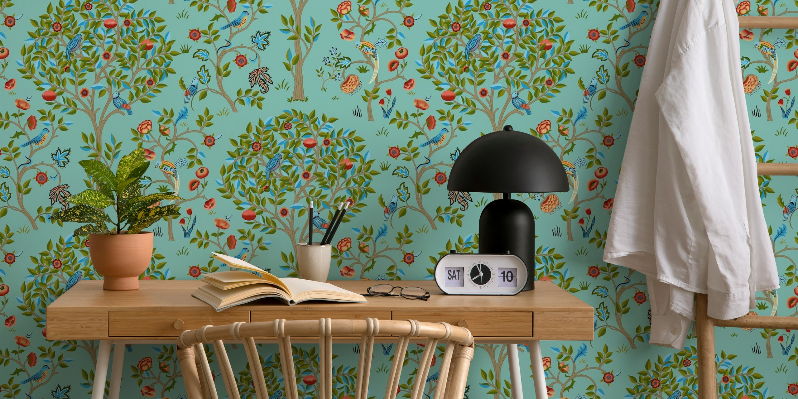 Victorian Kelmscott Tree 4 wallpaper in a room