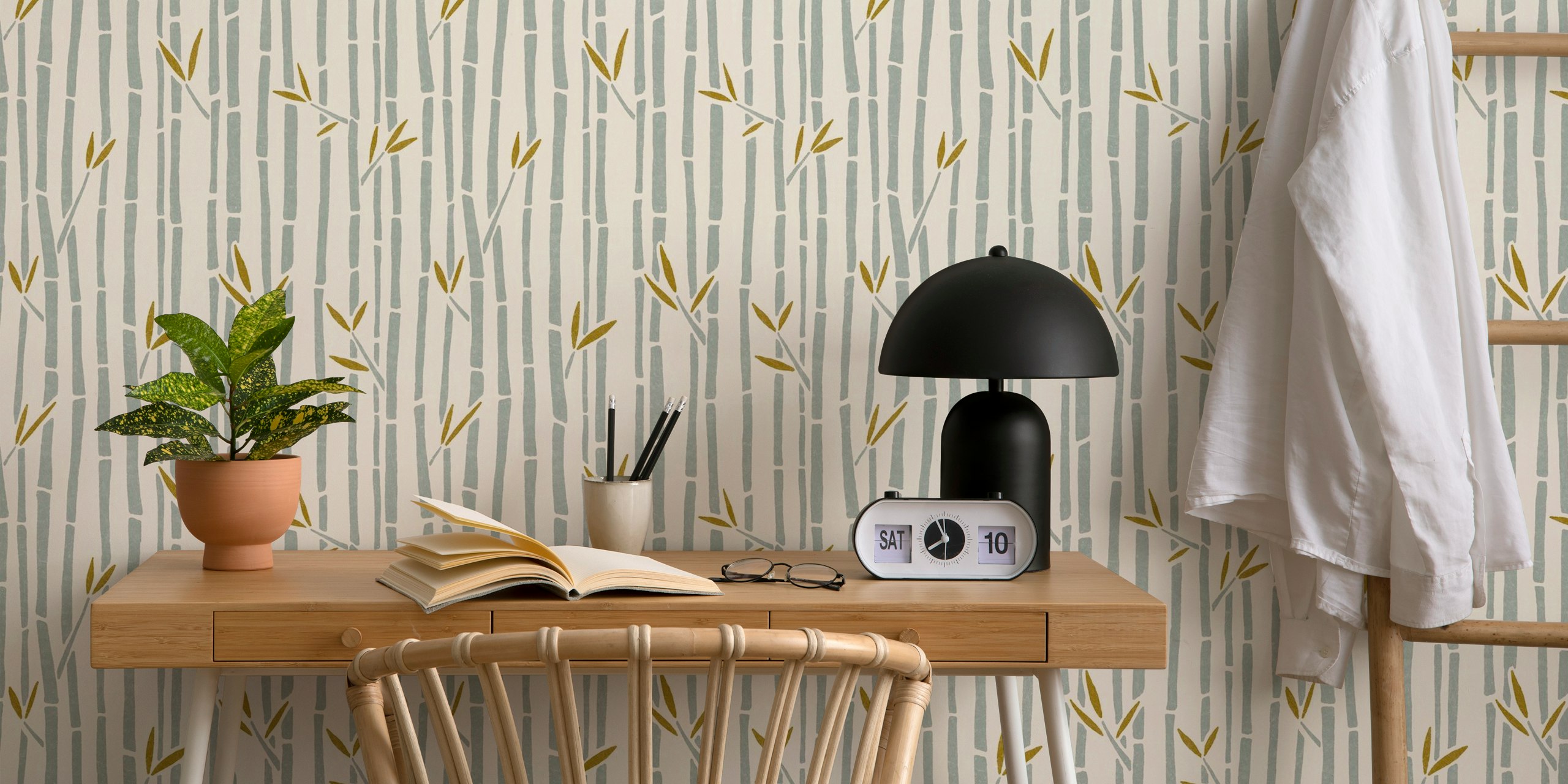 Duff beige wallpaper pattern in a room