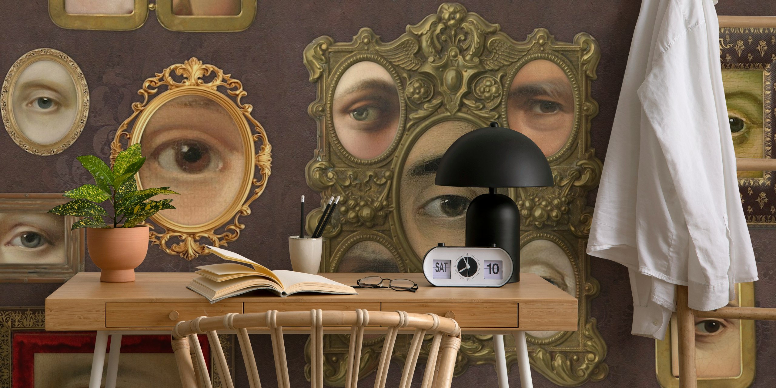 Victorian portraits wallpaper featuring framed eyes