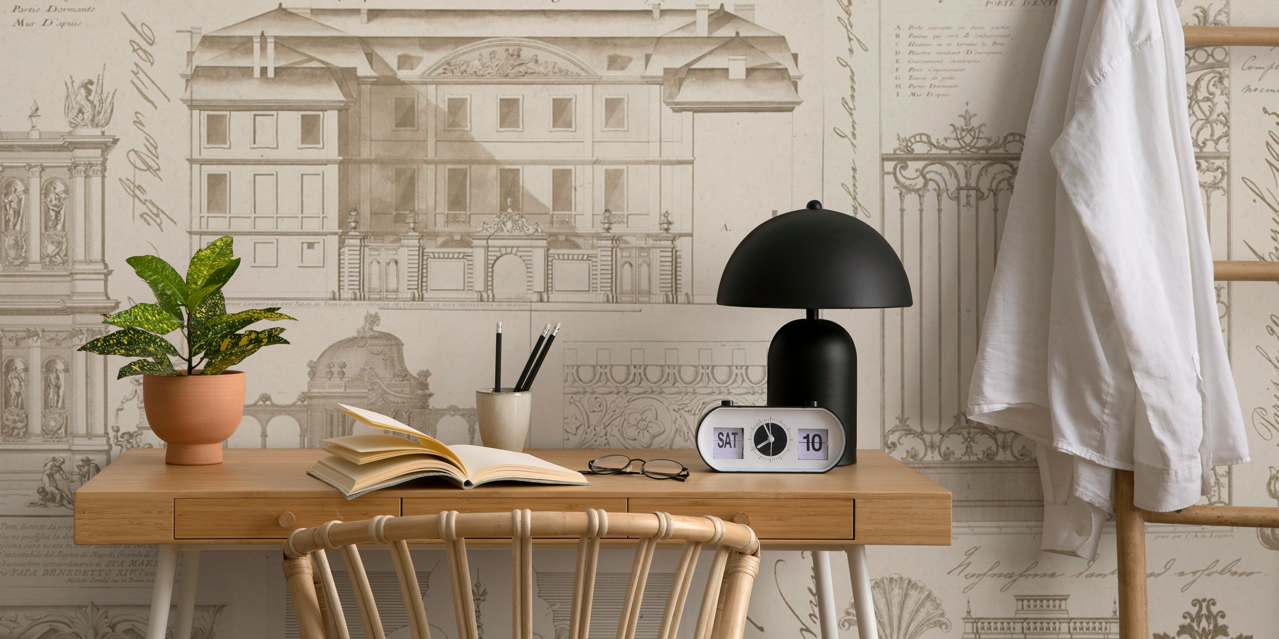 Classic Architecture Collage Beige tapeta v pokoji