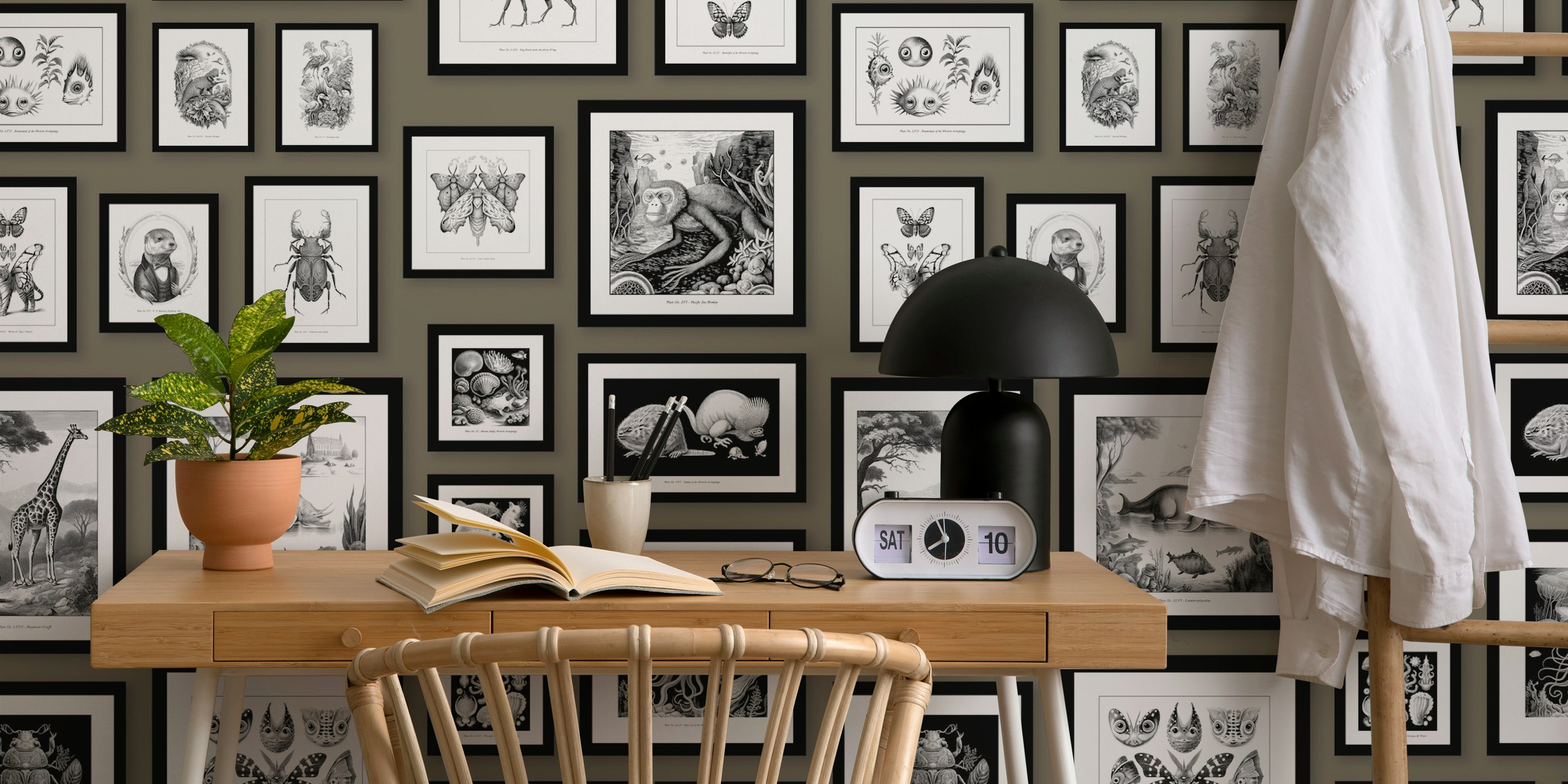 Mushroom brown wallpaper with fantastic creatures