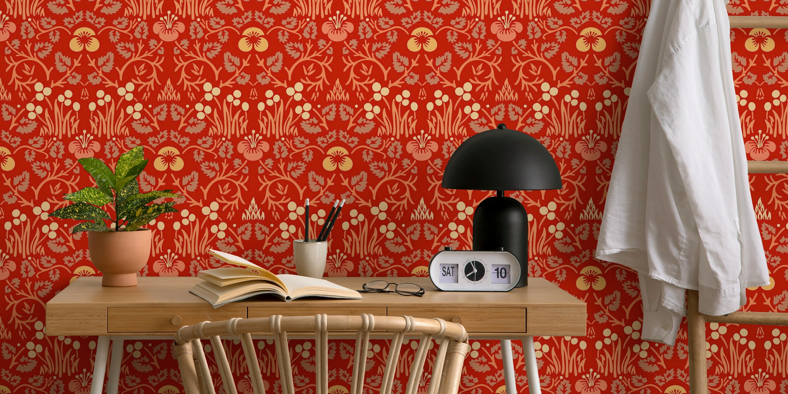 Victorian Eyebright pattern papel de parede em um quarto