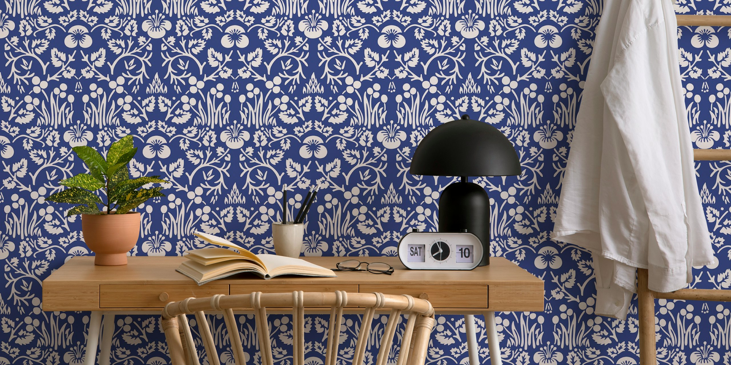 Carta da parati Victorian Eyebright pattern 9 in una stanza