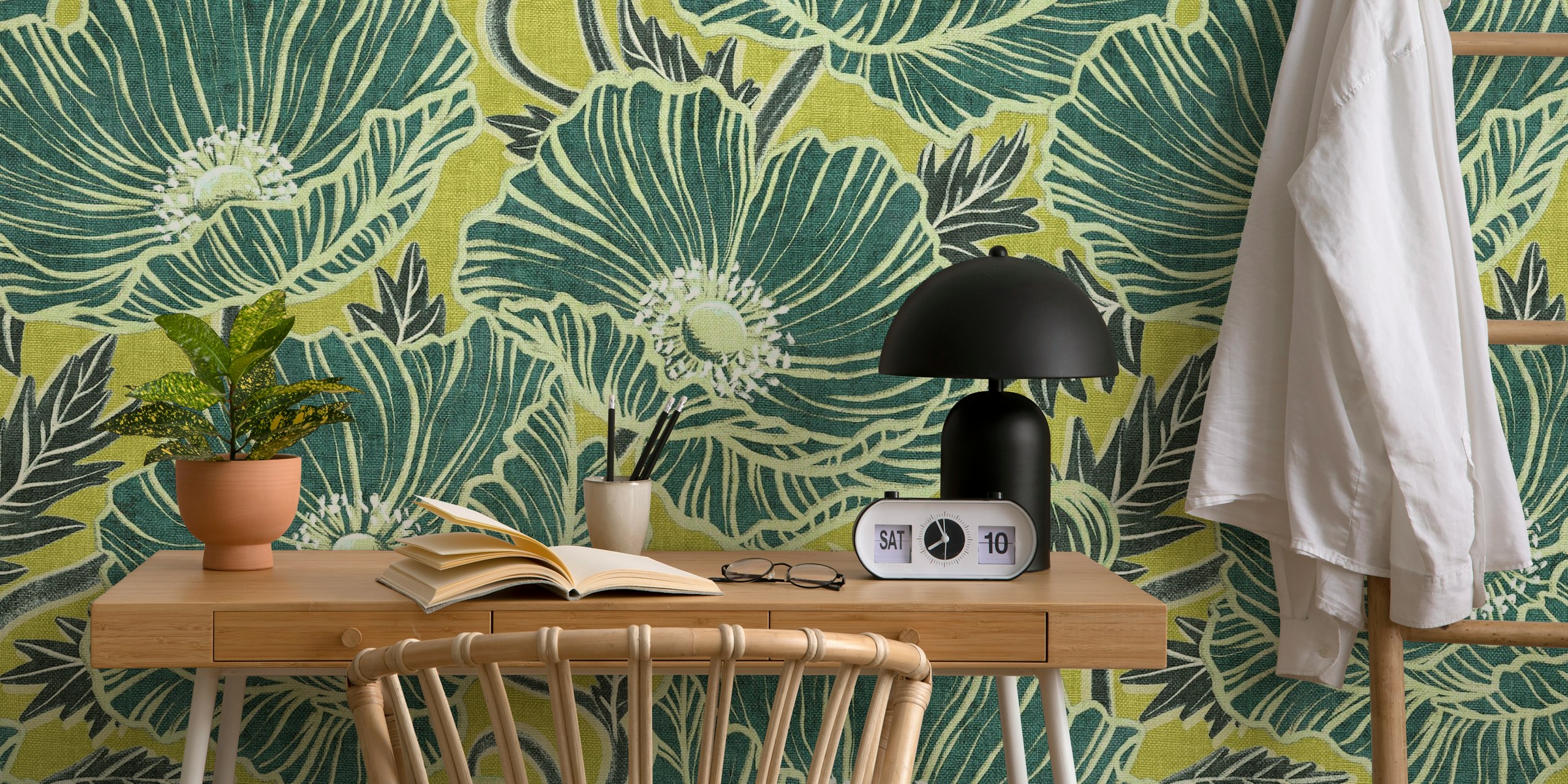 Fresh Wild Poppies wallpaper in a room