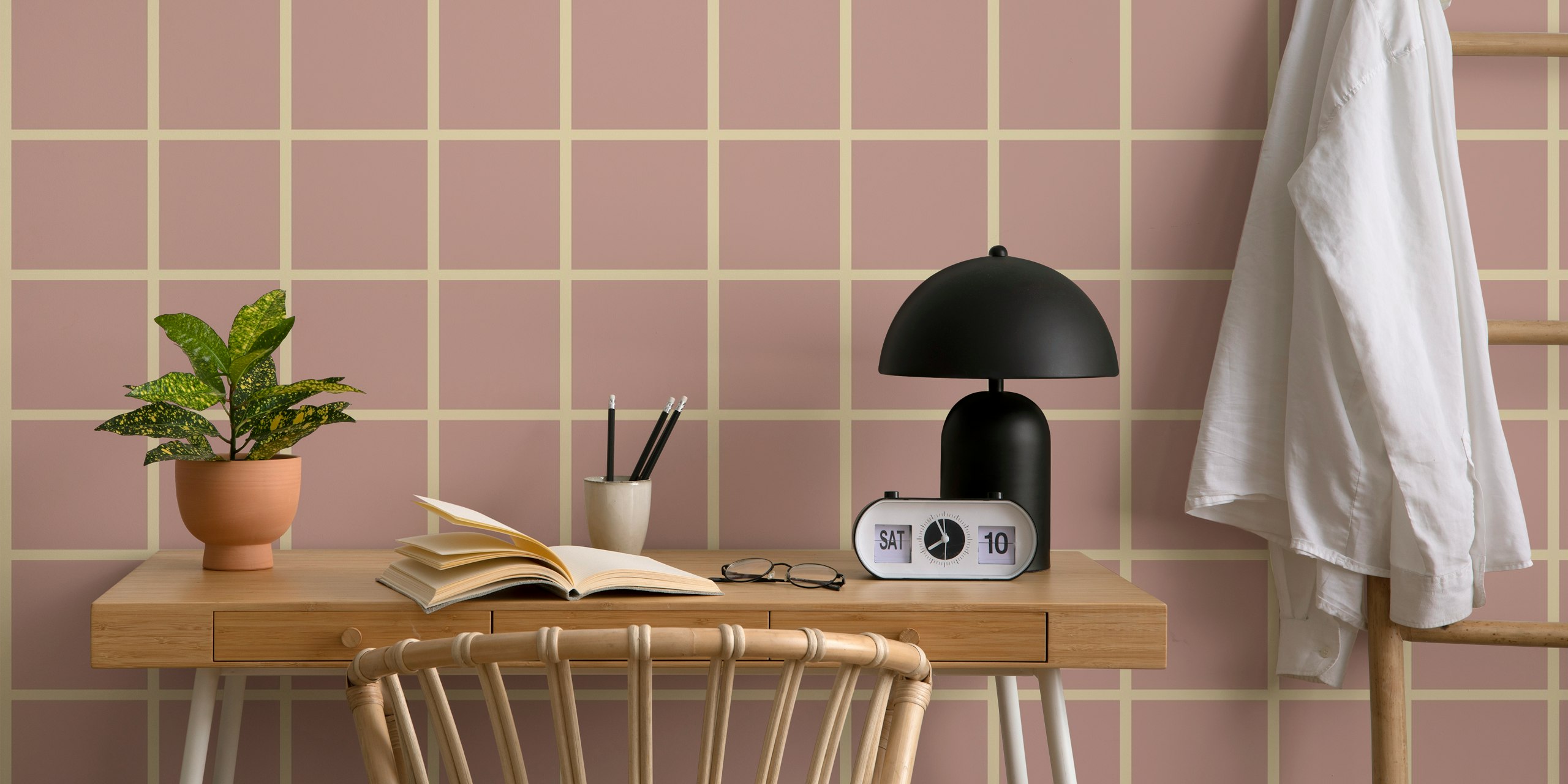 Tapeta Minimalist Pastel Grid v místnosti