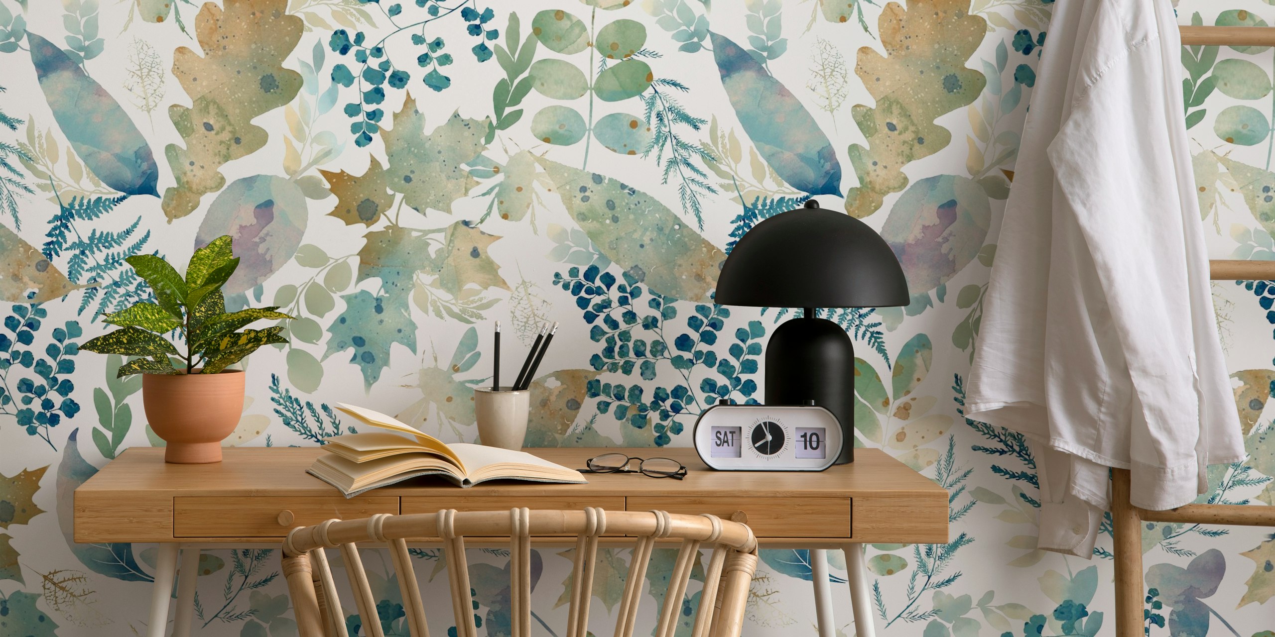 Whimsical Leaf Harmony wallpaper in a room