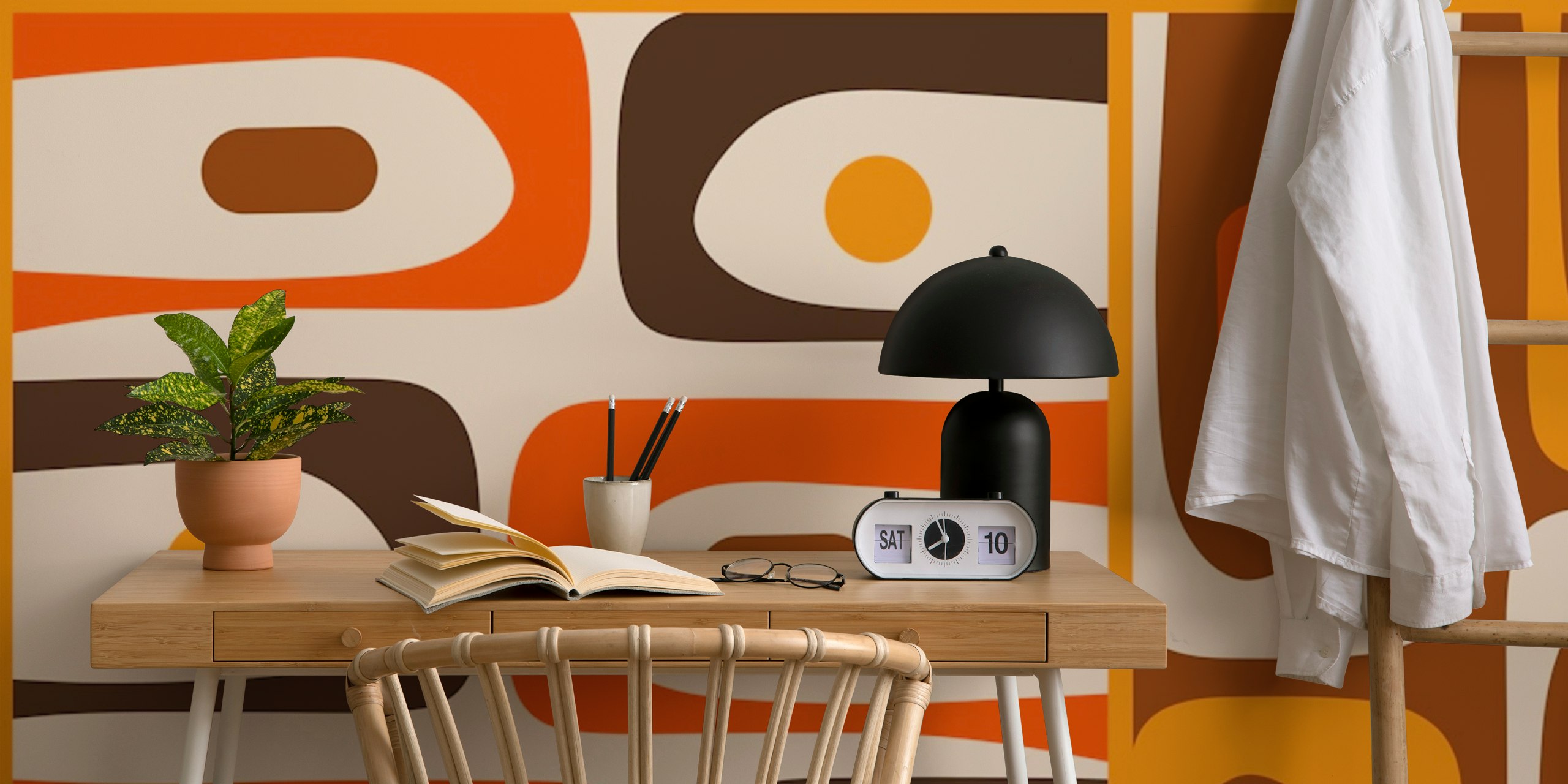 Mid Century Modern Piquet wallpaper in room