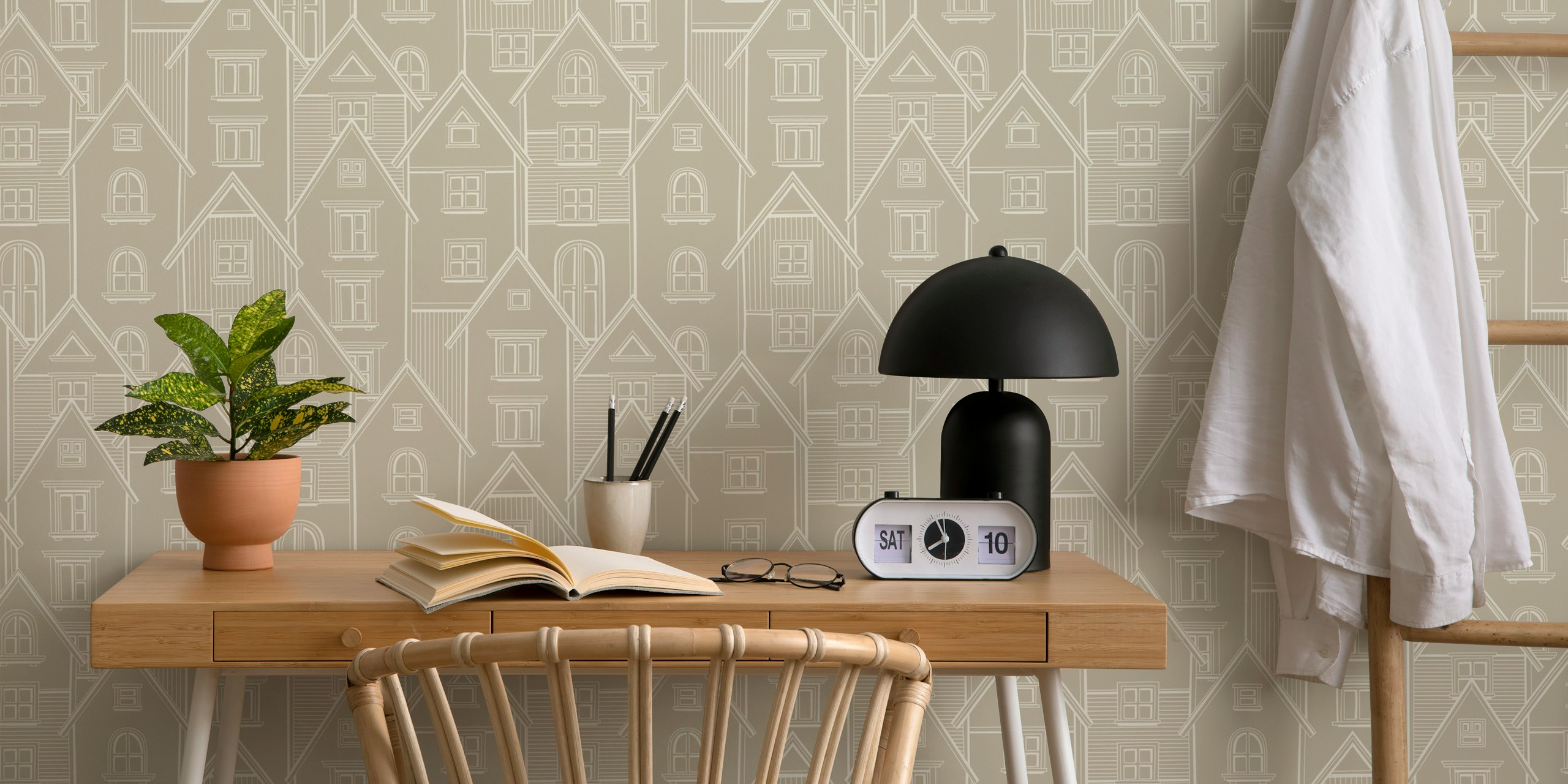Rooftops Artistry Beige tapeta u sobi