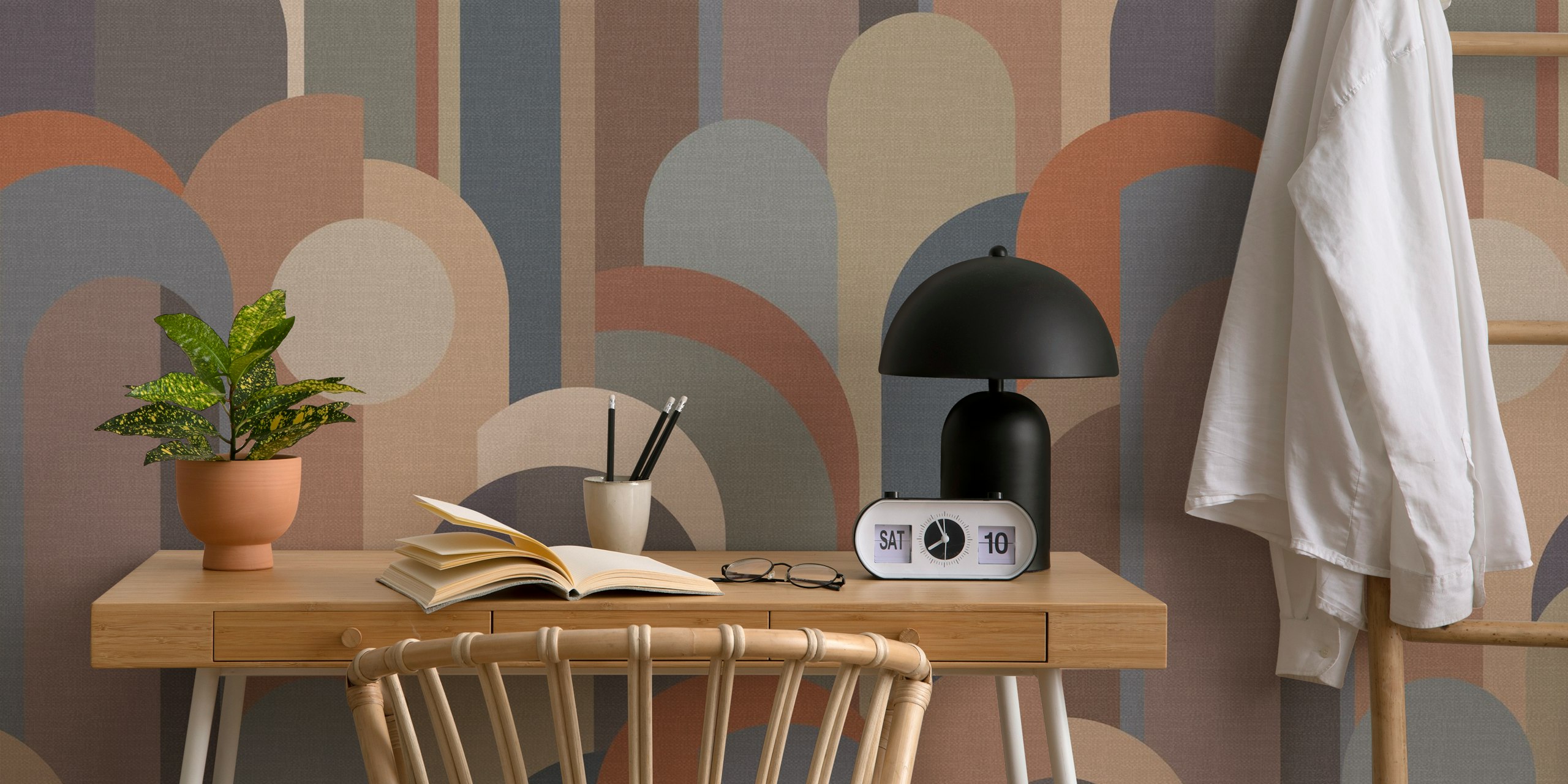 Abstract Geo Pattern beige brown terracotta tapet