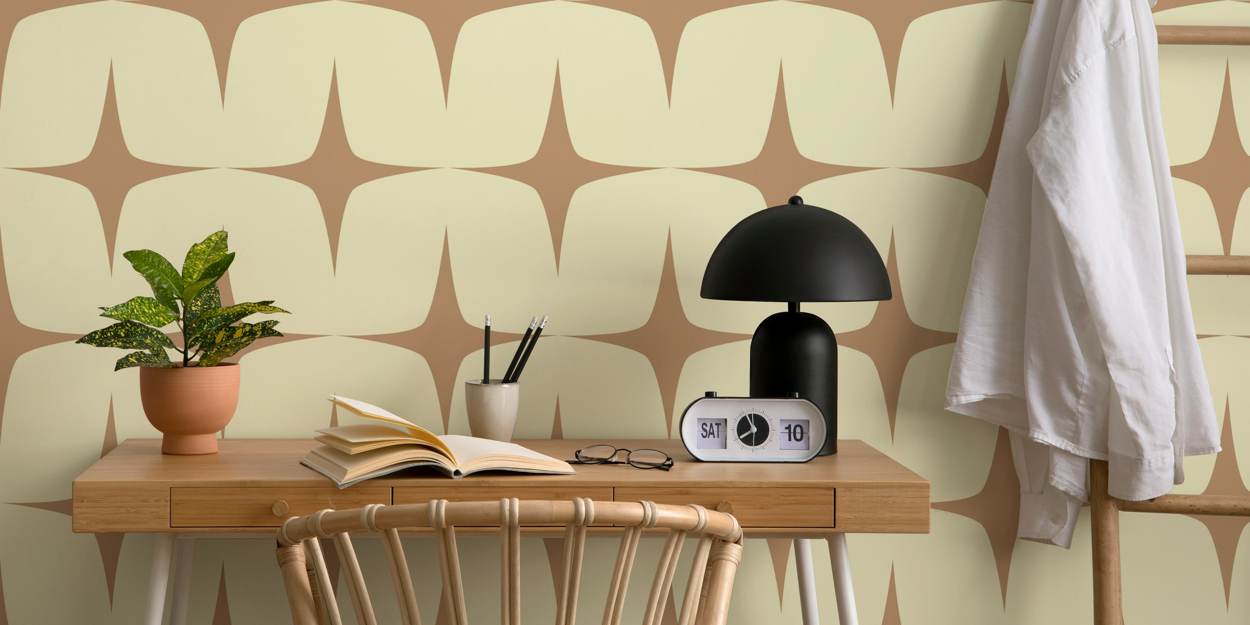 Starburst Sand Ivory wallpaper in a room