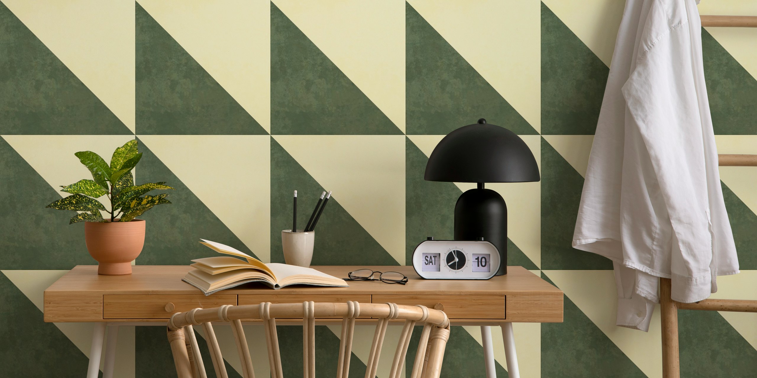 Ταπετσαρία Rustic Jade Vintage Tile σε ένα δωμάτιο
