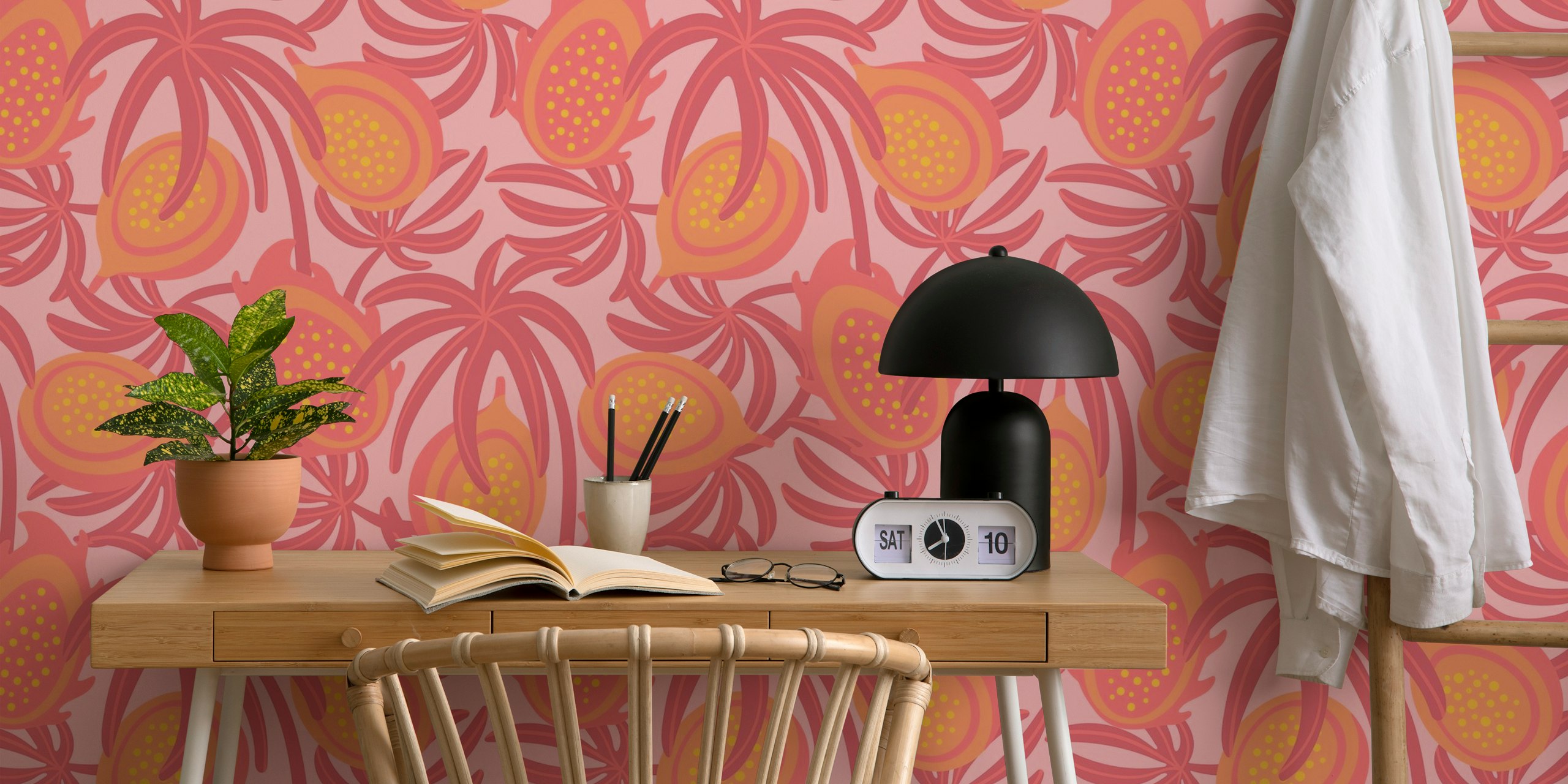 Papier peint Tropical Fruit Pink dans une pièce