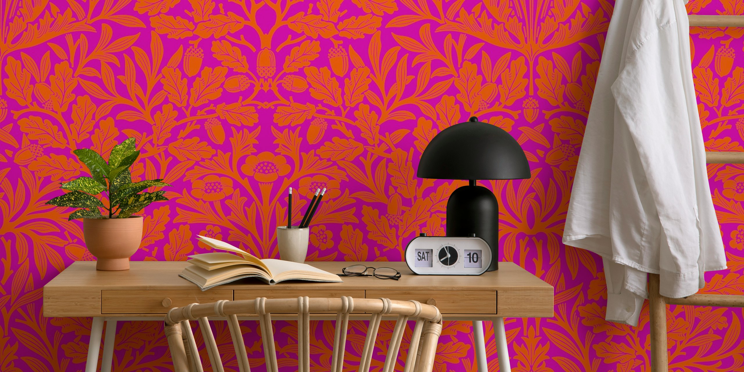 Victorian Acorn pattern tapet i ett rum