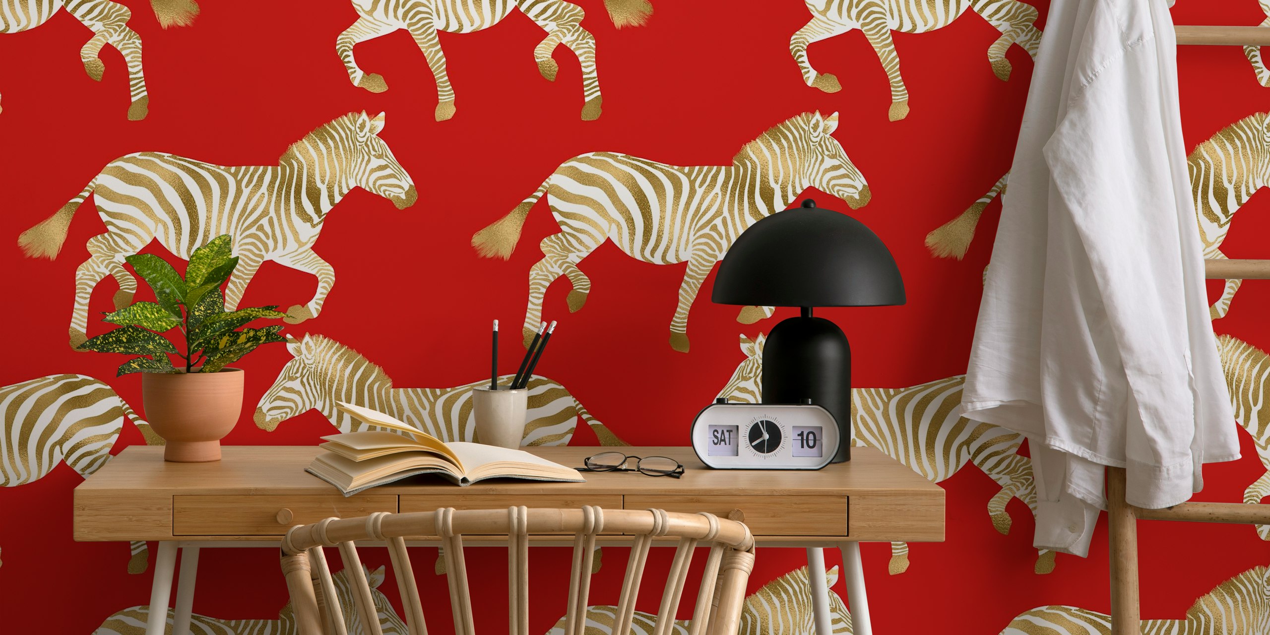 Esposizione di Zebra wallpaper in una stanza