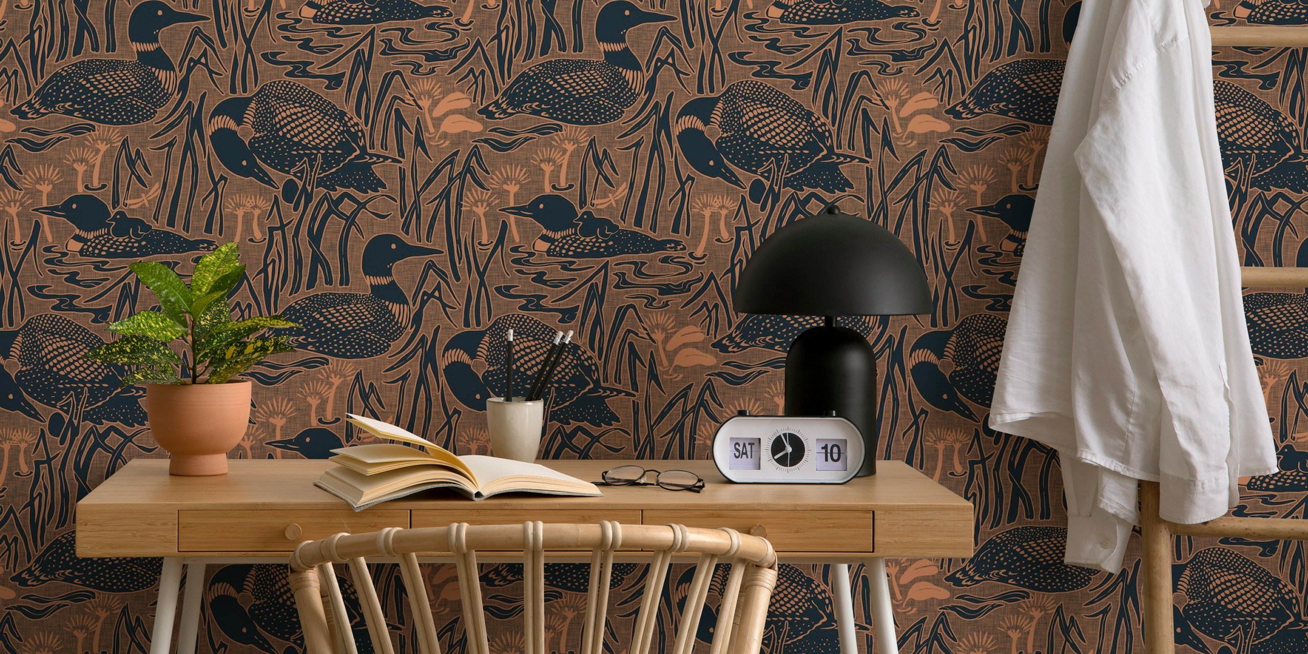 Tapeta Rustic Lakeside Birds v pokoji