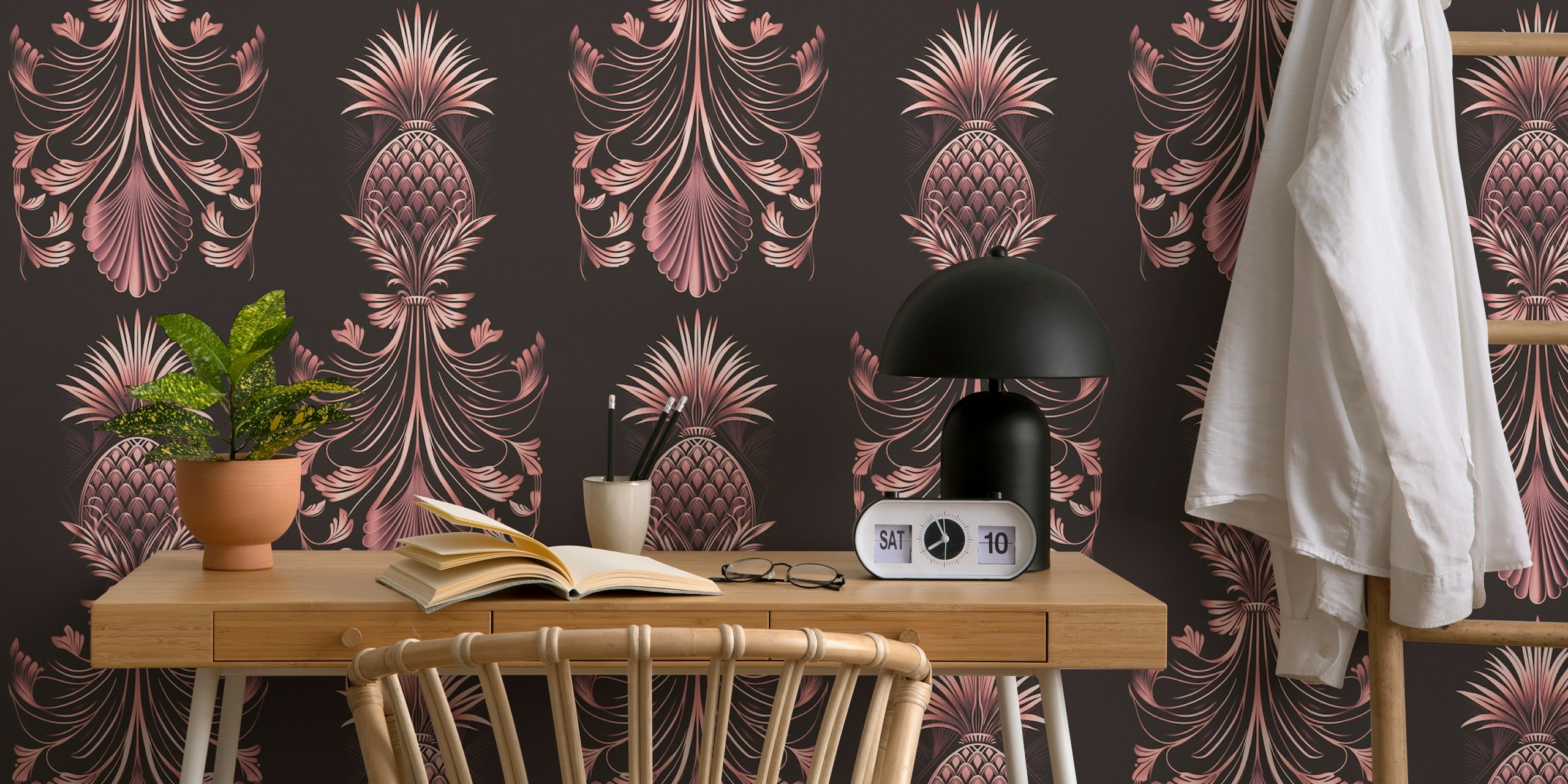 Luxury Rose Gold Art Deco Pineapples papier peint