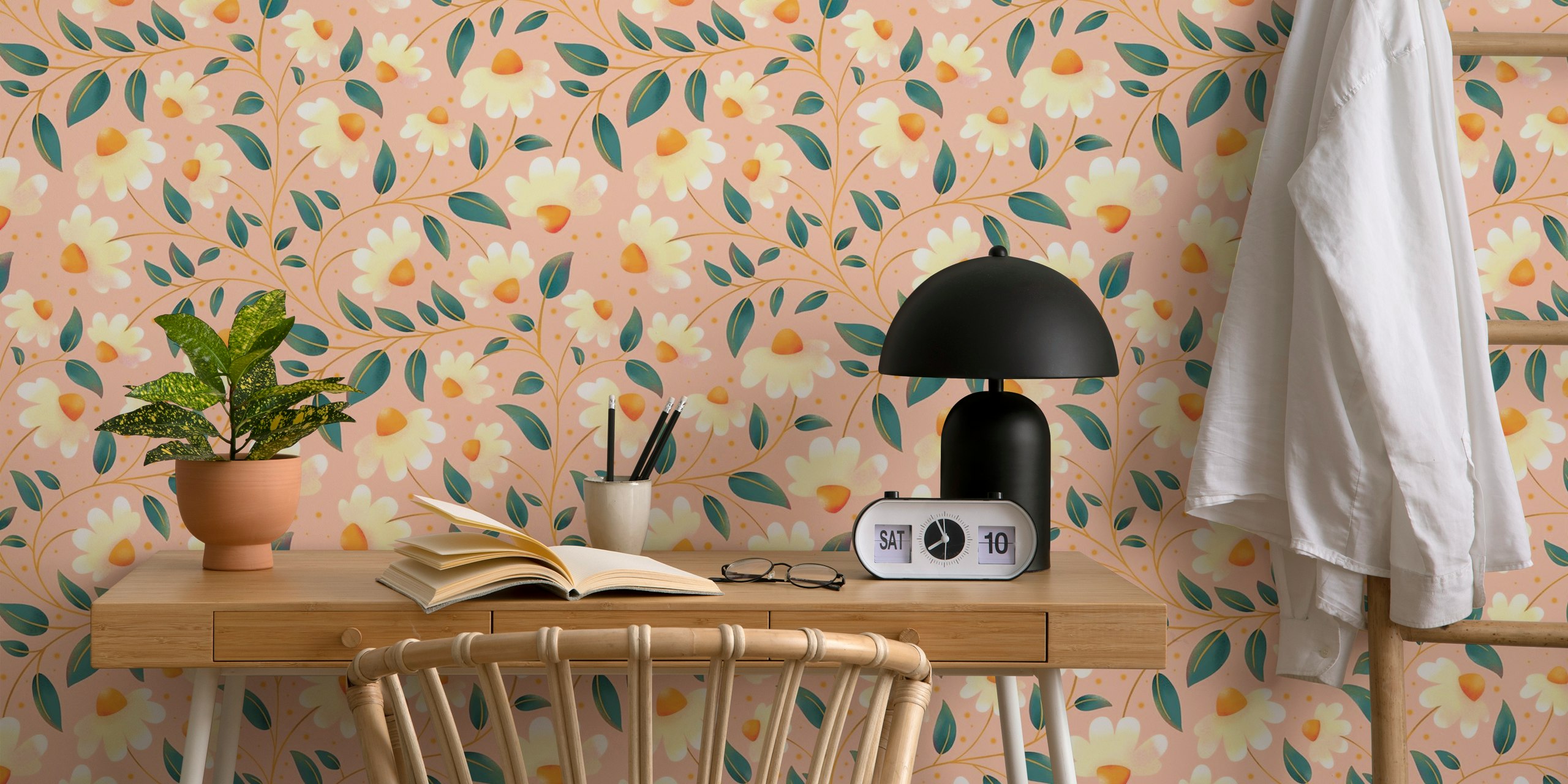 Daisy Delight on Pink wallpaper design