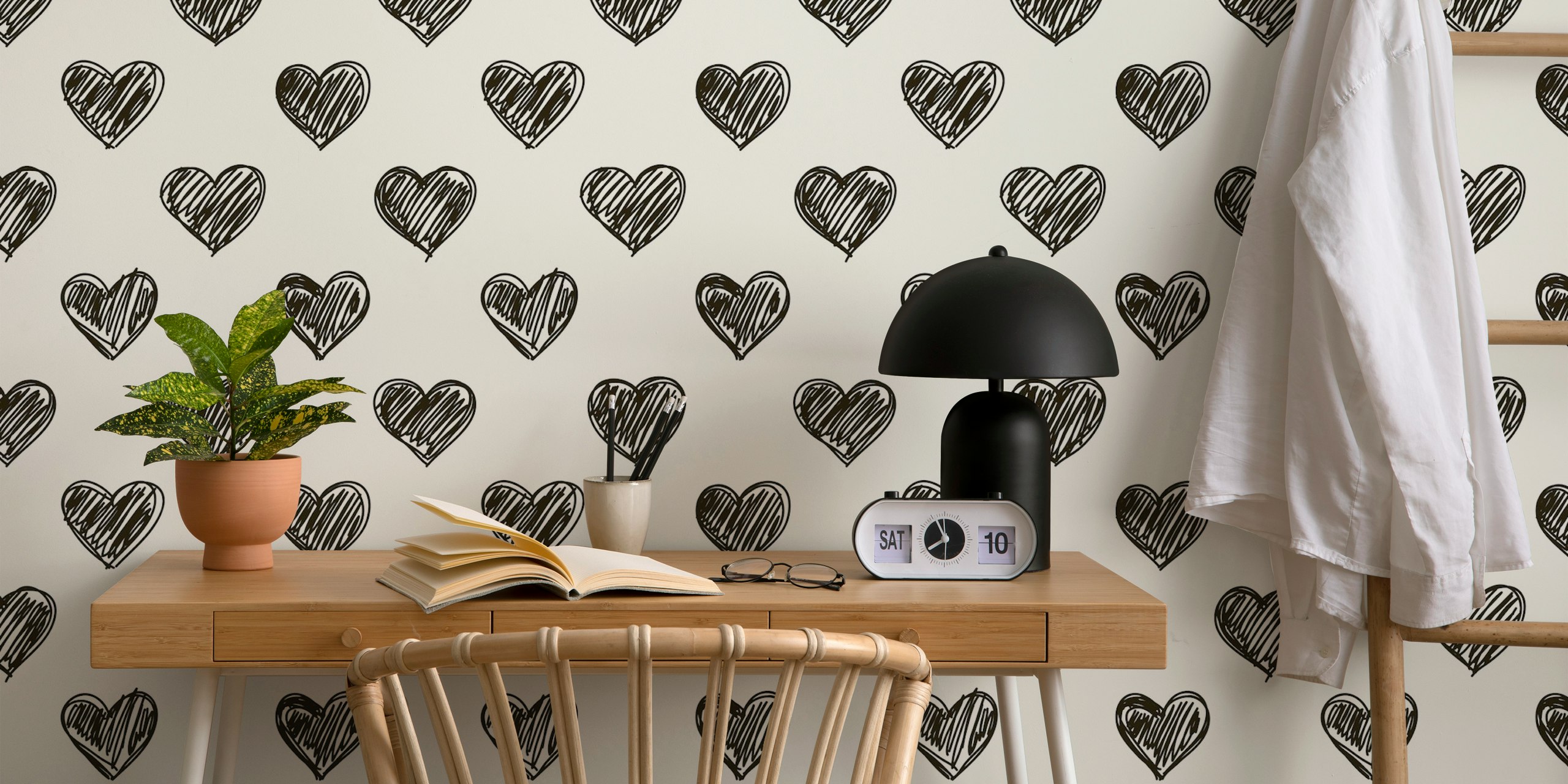 Heart Sketch wallpaper in a room setting