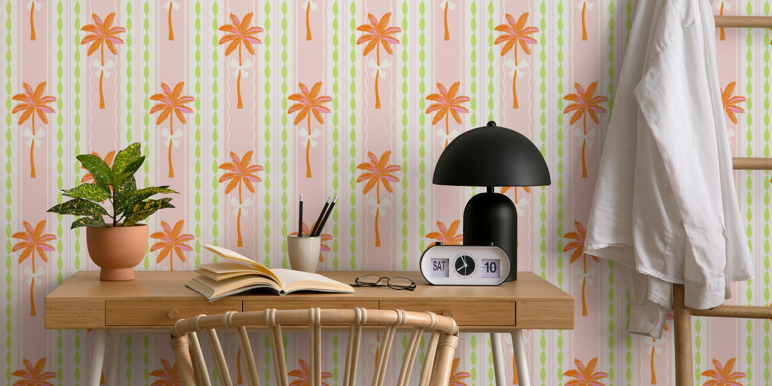 Papier peint Coquette Stripe Palms and Bows