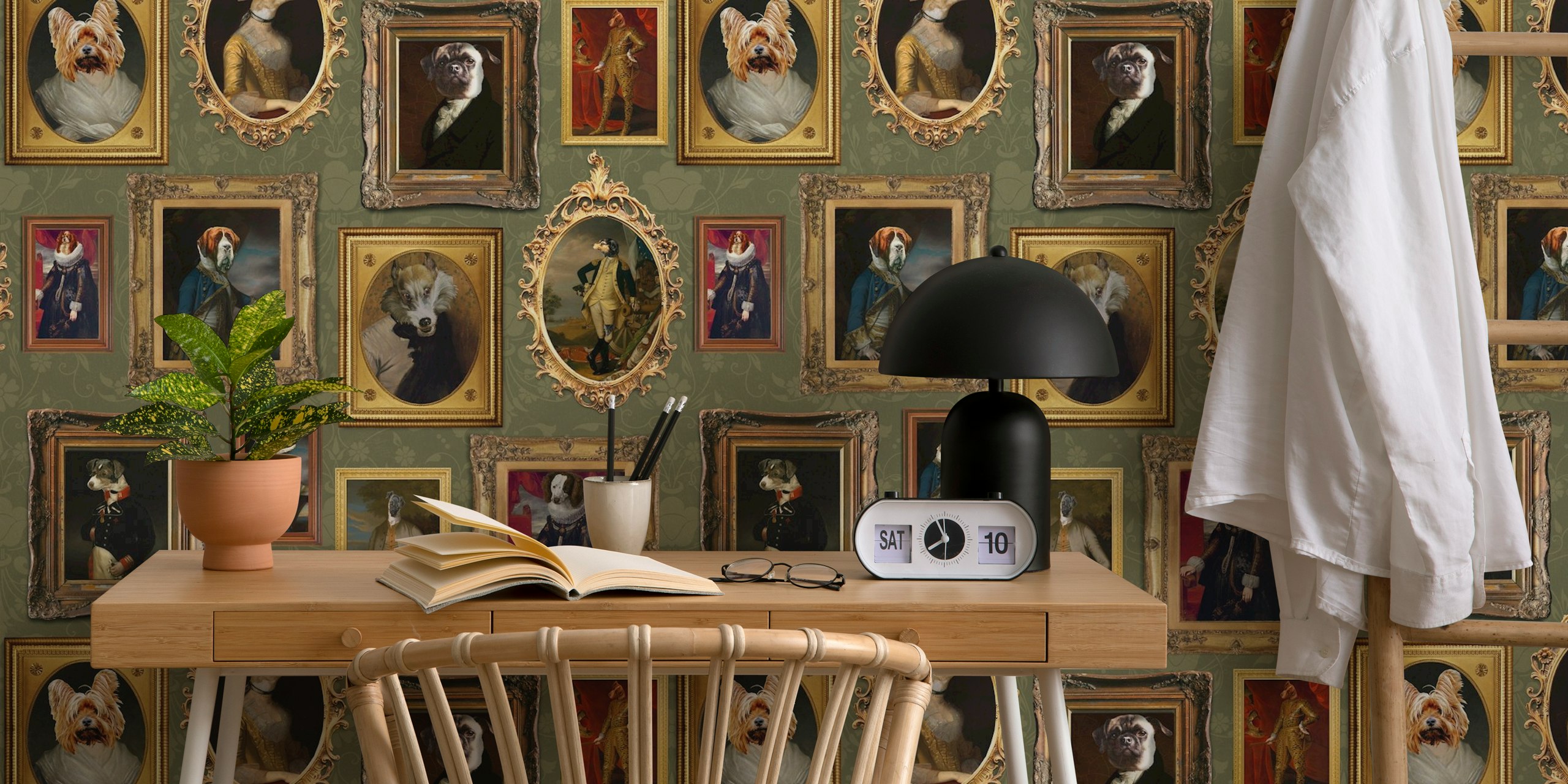 Famous Dogs Museum Wall Green en una habitación