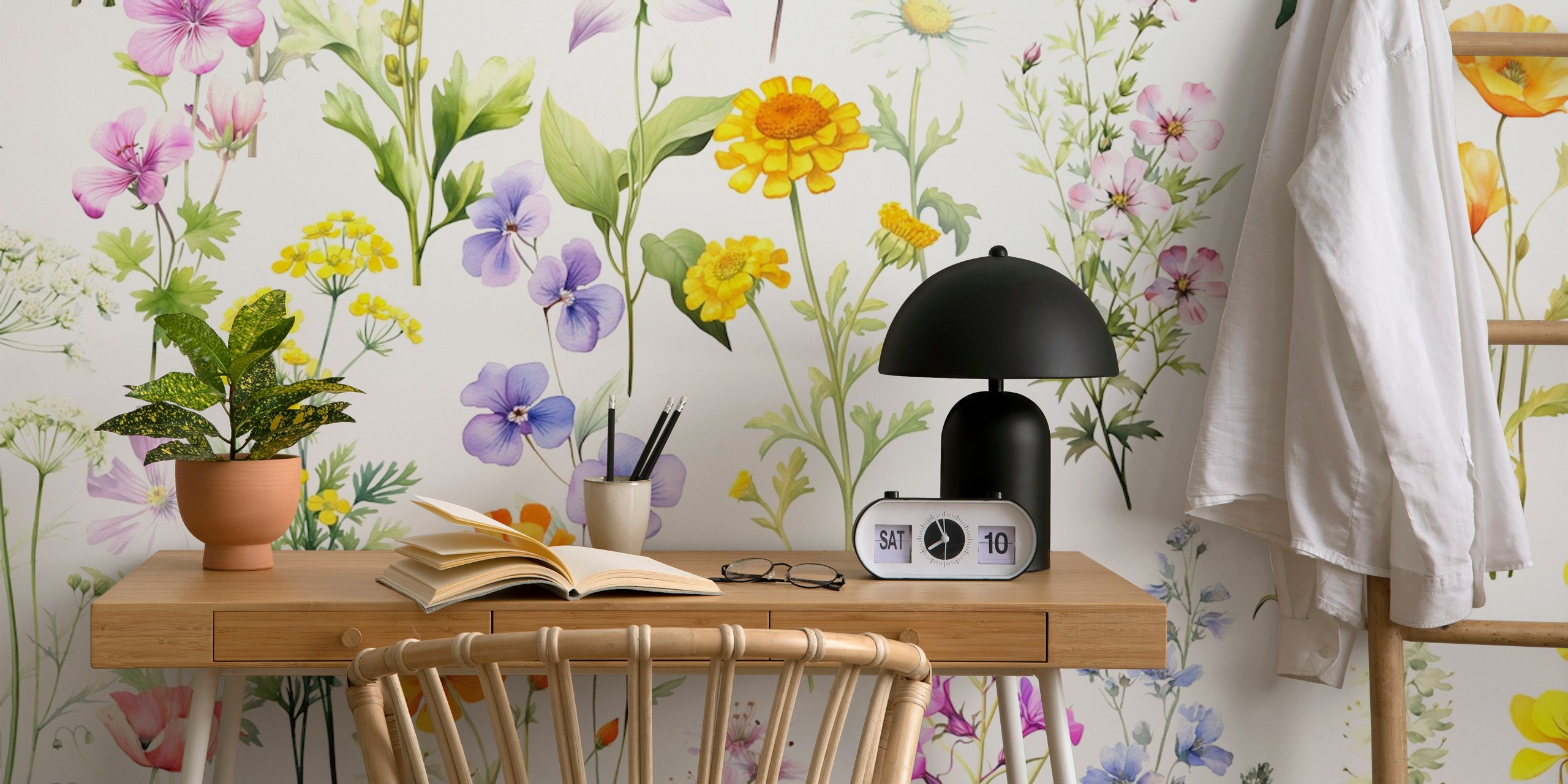 Wildflowers wallpaper που εμφανίζεται σε ένα δωμάτιο