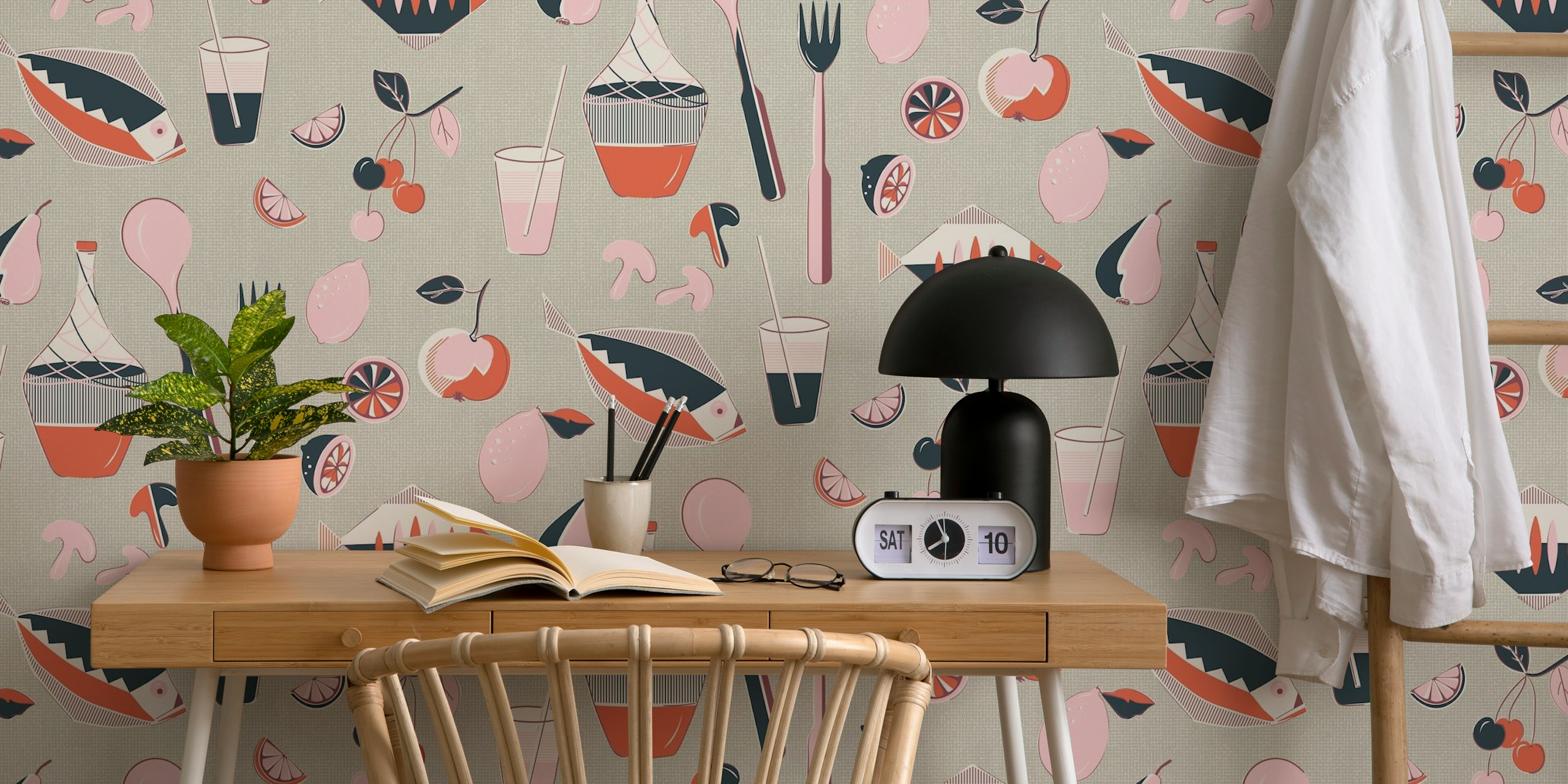 Papel pintado Mid Century Picnic en una habitación