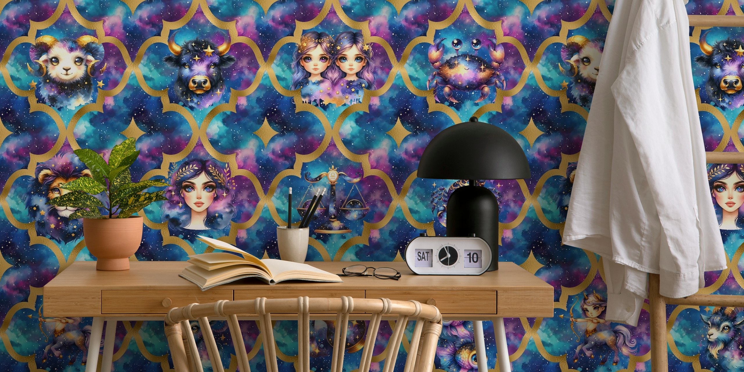 Galaxy Zodiac wallpaper in a room