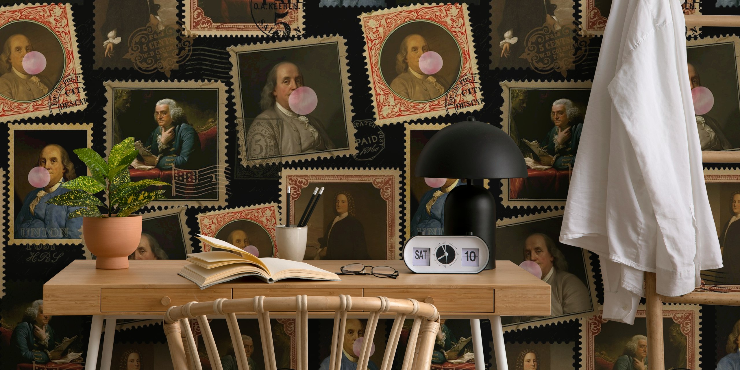 Αυτοκόλλητο τοίχου Vintage stamps με τον Benjamin Franklin