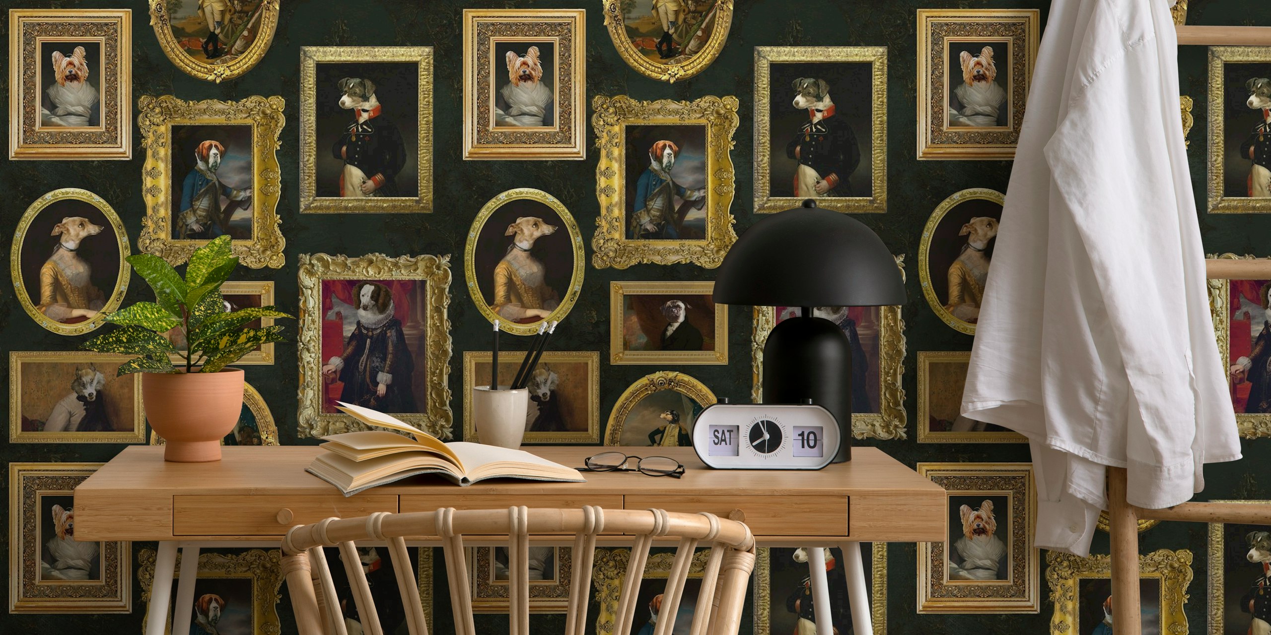 Whimsical dogs wallpaper in a room