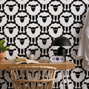 2693 D - black and white sheep pattern