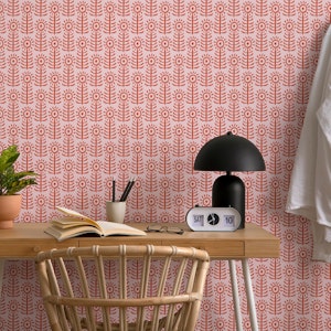 Minimal sunflower - red on blush pink