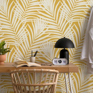 Coastal Palm Leaves - Mustard Yellow 1