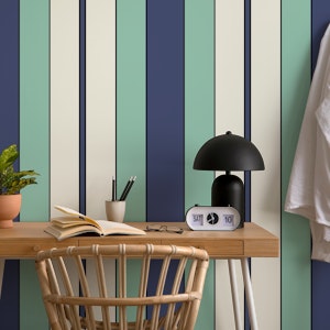 Retro Sage and Navy Vertical Stripes
