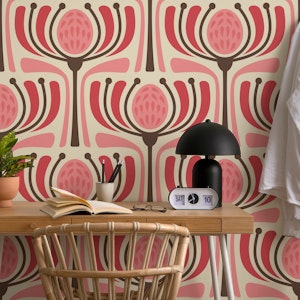 Mid-Century Modern Bloom in Pink - L