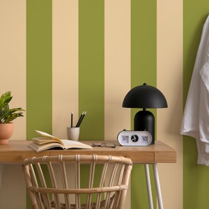 Bold vertical stripes lime green vanilla