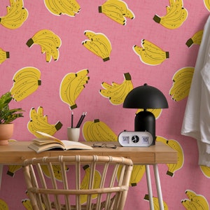 Pop Art Bananas - Tropical Fruit on Pink