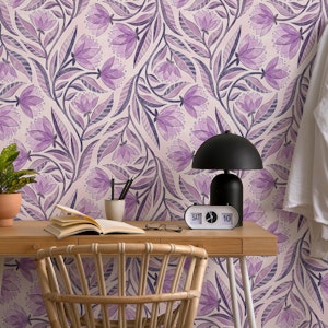 Purple and Pink Block Print Inspired Floral