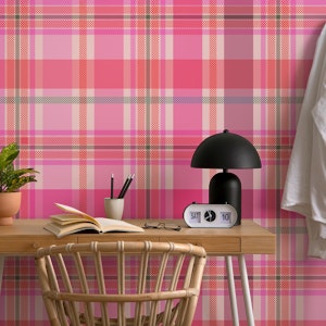 Traditional Scottish Check Pink Tartan Plaid