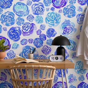 Blue Watercolor Roses