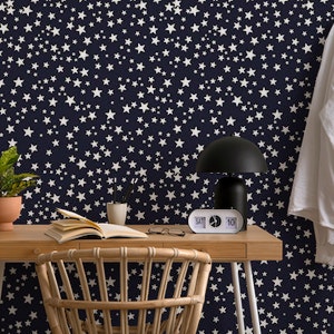 Shining golden and white stars navy colored pattern