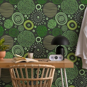 Circle Marks Tribal Pattern In Green Tones