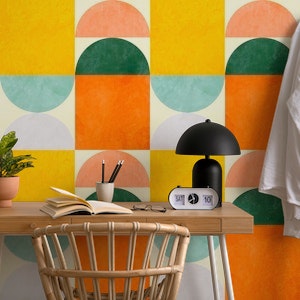 colorful checkers mid century modern