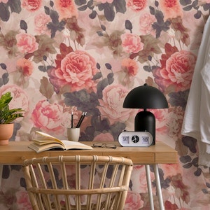 Baroque Roses Floral Nostalgia Design In Moody Pink Colors